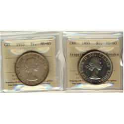 1955, 1955  Arnprior $1 with Die Breaks, both ICCS MS60