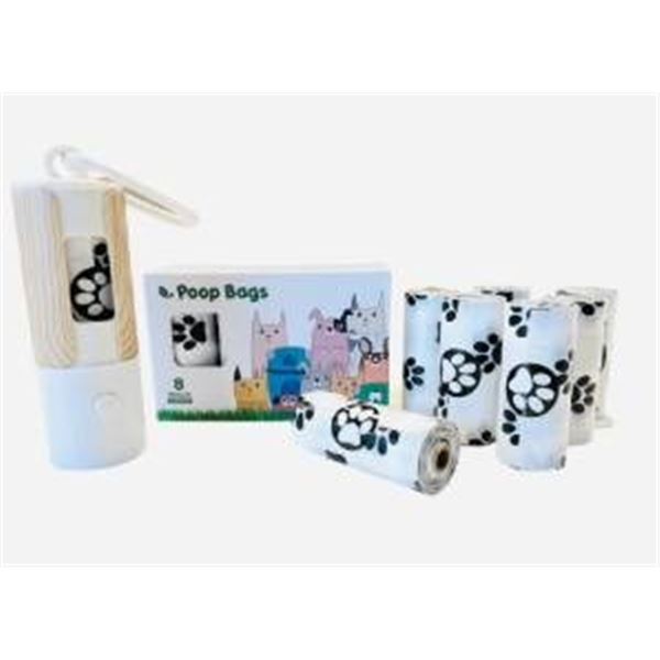 Pet Waste Disposal Bags with Dispenser and Flashlight Included, 8 Rolls