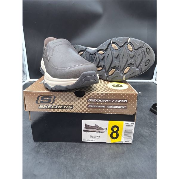 Skechers Men’s Chocolate Slip-On Shoes, Size 8, Model 5555308