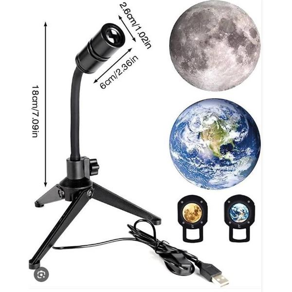 Moon Projection Lamp with Adjustable Hose and USB Power Supply