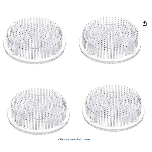 Set of 4 Flower Frog Clear Plastic Pin Frog Flower Arrangement Holder 2.8″ Inch