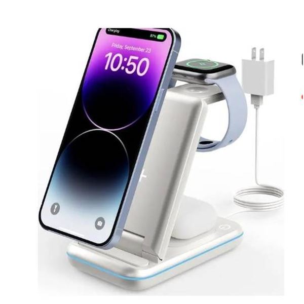 Geekra 3-in-1 Wireless Charging Station With Power Adapter