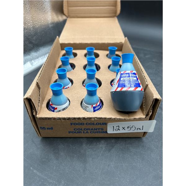 Case of 12 Food Club Blue Food Color Bottles 55 mL Each