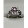 Image 1 : Sterling Silver Ring Set with Pink Cubic Zirconia Solitaire Stone