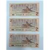 Image 2 : Three Canada $2 Bills 1986 Series Featuring Queen Elizabeth II and Robin Design