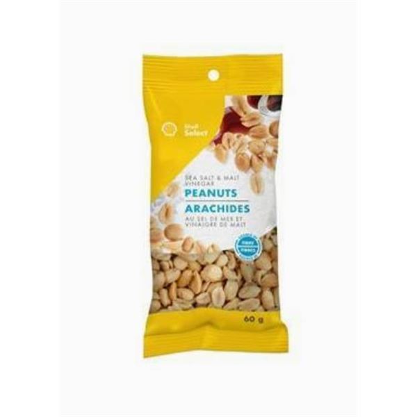 Shell Select Sea Salt & Malt Vinegar Peanuts, Case of 36 X 60G