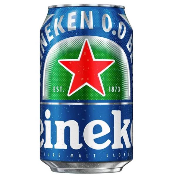 Heineken 0.0 non-alcoholic beer case consisting of 24 cans, each with a 355 ml