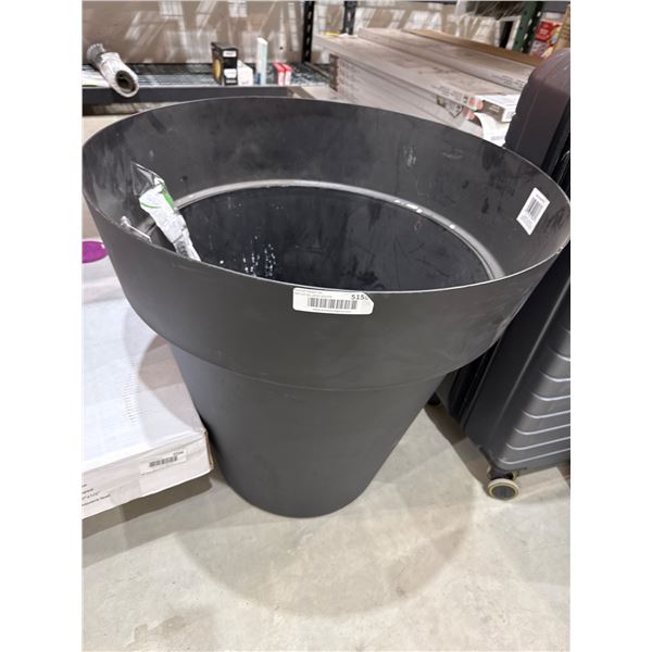 Large Black Plastic Planter with Wide Rim