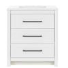Image 1 : White Bathroom Vanity with Integrated Sink and Three Drawers 30 inch