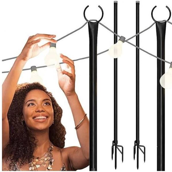 Holiday Styling Patio String Light Poles – 9 Feet Tall Lot of 2