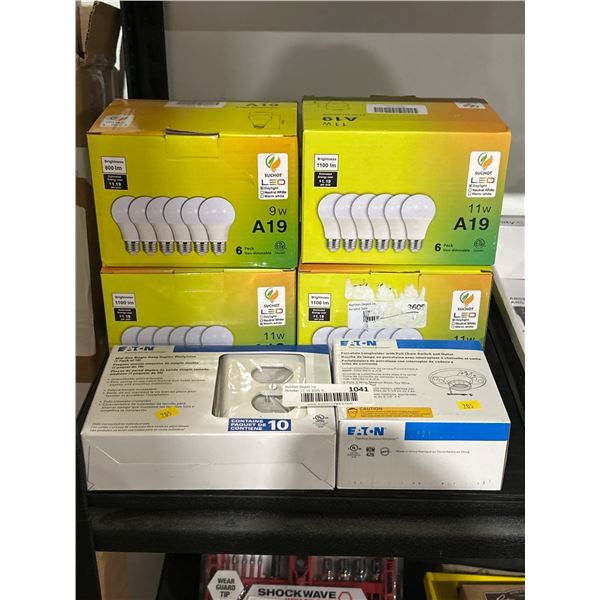 Lot of Light Bulbs and Eaton Electrical Components