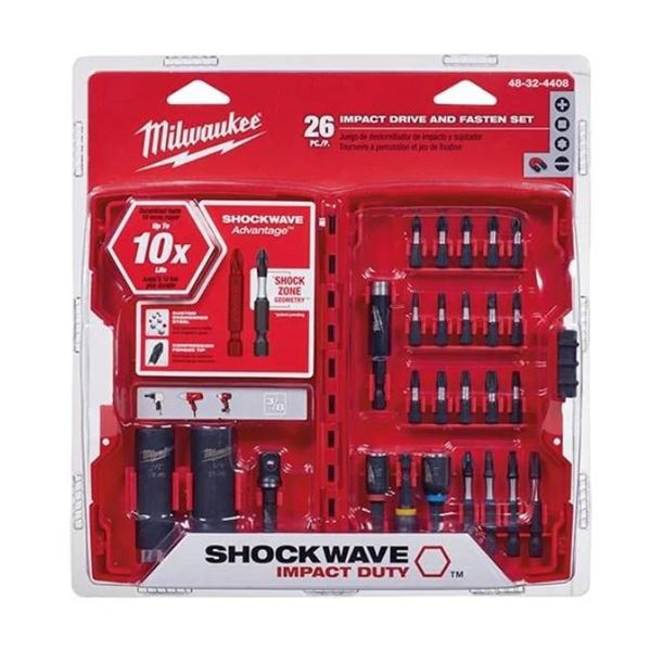 Milwaukee 48-32-4408 SHOCKWAVE Drive AND Fasten Set 26PC