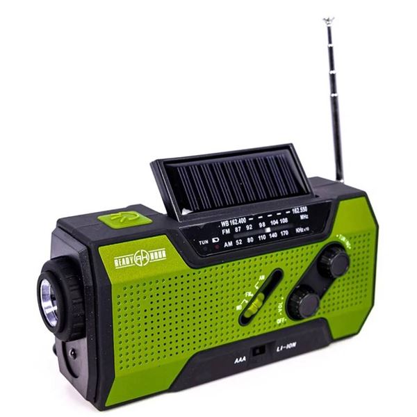 Ready Hour 4-in-1 Emergency Solar Flashlight & AM/FM/Weather Radio w/ Hand Crank