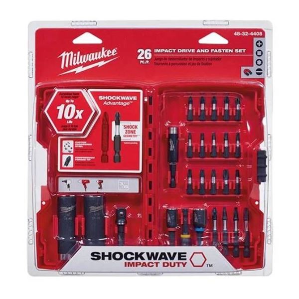 Milwaukee 48-32-4408 SHOCKWAVE Drive AND Fasten Set 26PC