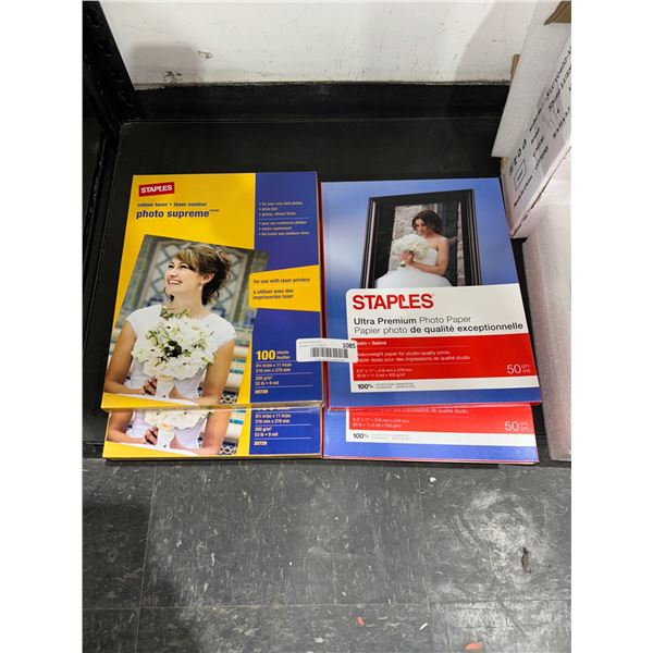 Lot of Staples Photo Paper Collection: 8.5 x 11 Inch Sheets for Laser Printers (4 Packs)
