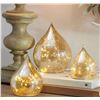 Image 1 : Evergreen LED Glass Raindrops Gold Crackle Finish Decorative Set of 3