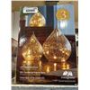 Image 2 : Evergreen LED Glass Raindrops Gold Crackle Finish Decorative Set of 3