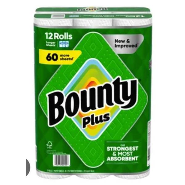 Bounty Plus 12 Rolls Paper Towels, 2-Ply, 91 Sheets Per Roll