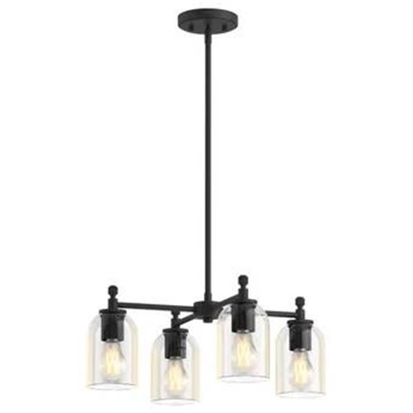 Kohler Orime 4-Light Chandelier in Matte Black With Clear Glass Shades