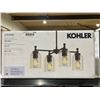 Image 2 : Kohler Orime 4-Light Chandelier in Matte Black With Clear Glass Shades