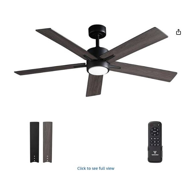 Vacizm 52 Inch DC Motor Ceiling Fan – Brown/Black