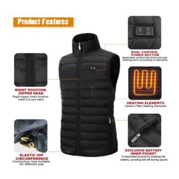 Leapsee Men’s Heated Vest with Pockets – Size XL