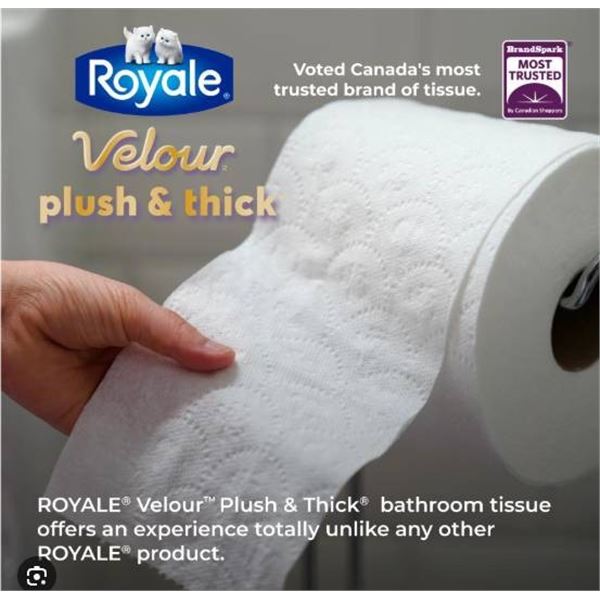 Royale Velour Toilet Paper 24 Rolls, 2-Ply, 213 Sheets Per Roll