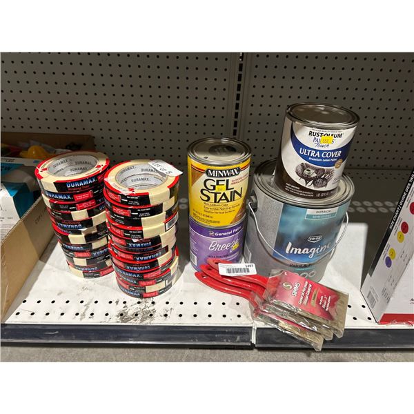 Paint Set with Brushes, Gel Stain, Paint Cans, and Tape Rolls