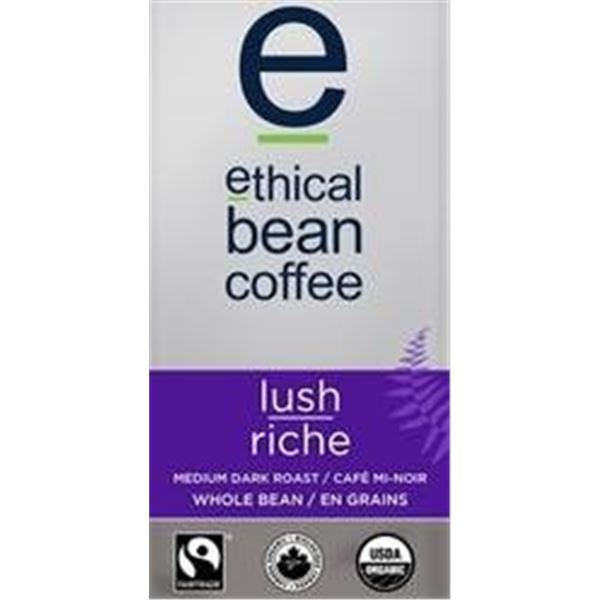 Ethical Bean Coffee Lush Medium Dark Roast, Whole Bean, 907 g (2 lb)