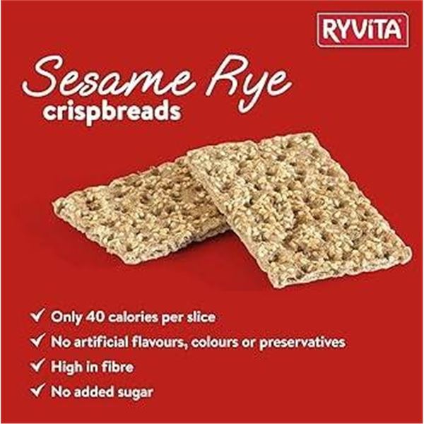 Ryvita Sesame Rye Crispbread, 250g Each, Lot of 17