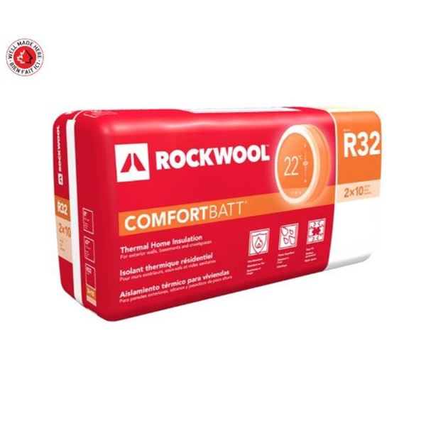 ROCKWOOL Comfortbatt R-32 Stone Wool Insulation for 2×10 Wood Stud, 29.9-ft²