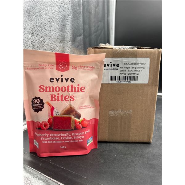 Evive Smoothie Bites Raspberry Strawberry Dragon Fruit 6 Bags x 144g