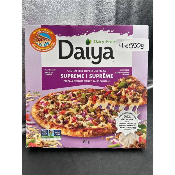 Daiya Dairy-Free Gluten-Free Thin Crust Supreme Pizza, 4 x 550g, Plant-Based
