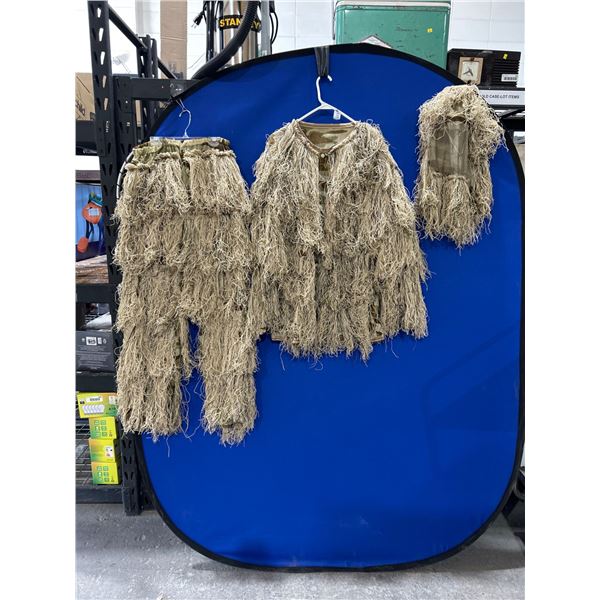 Camouflage Three-Piece Ghillie Suit Set Head Piece, Pant And Jacket