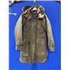 Image 1 : Military-Style Green Parka With Hood and Button Closure
