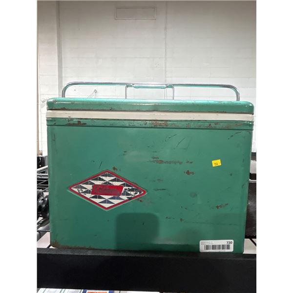 Green Vintage1960’S Coleman metal cooler green diamond snowlite + handle lock
