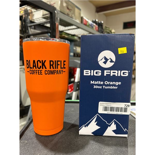 Big Frig Matte Orange 30oz Tumbler with Black Rifle Coffee Company Branding