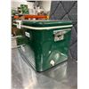 Image 2 : Vintage Thermos 718 Green Metal Cooler with White Interior and Drain Plug