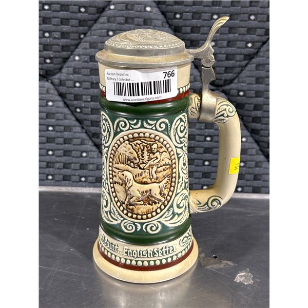 Vintage AVON Rainbow Trout English Setter 1978 Lidded Beer Stein Mug