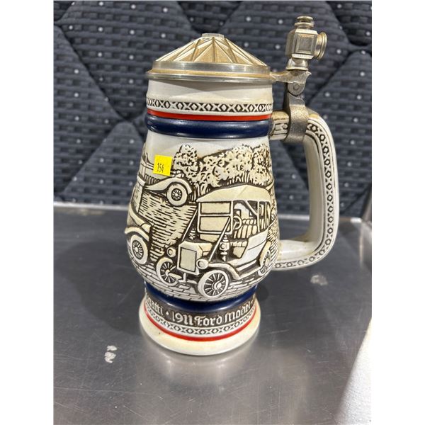 Avon Beer Stein 1979 with 1910 Stanley Steamer, 1911 Ford Model-T