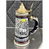 Image 1 : Vintage Avon Stein With Pewter Lid, Stag, Goat and Eagle Scene Beer Tankard