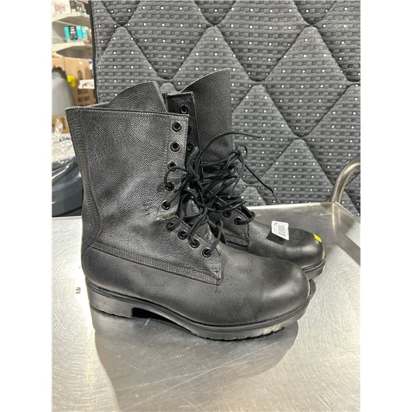 Greb Black Leather Combat Boots, Size 9, Model 030054
