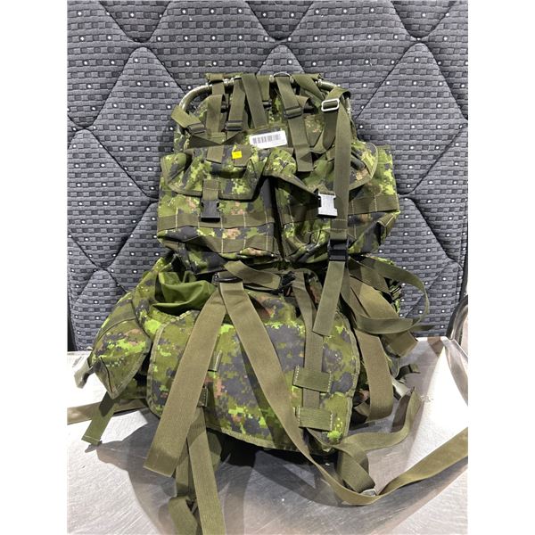 Military-Style Backpack with Aluminum Frame and Camouflage Fabric