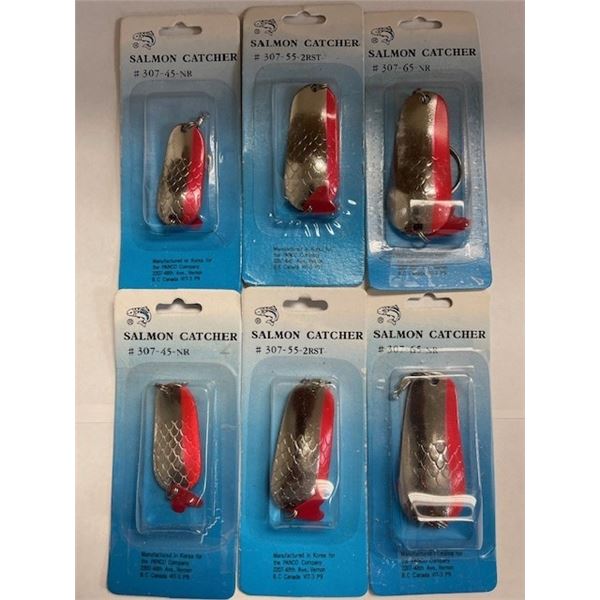 PANCO SALMON CATCHER LURES - sz 45, 55 & 65 NICKEL SCALE RED STRIPE