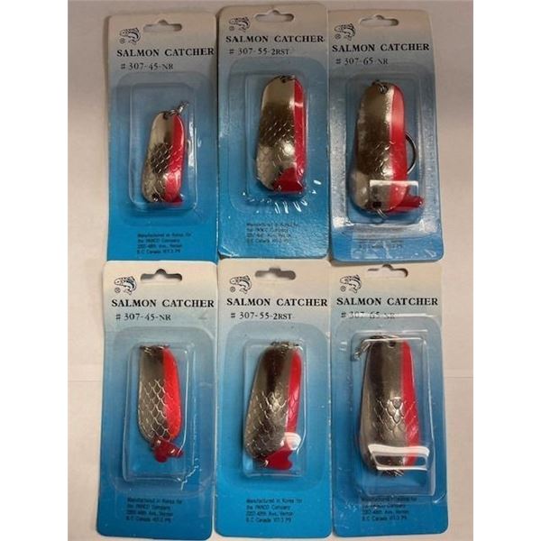PANCO SALMON CATCHER LURES - sz 45, 55 & 65 NICKEL SCALE RED STRIPE