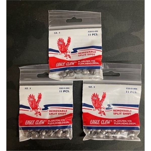 3pks - EAGLE CLAW REMOVABLE SPLIT SHOT #3 11pk