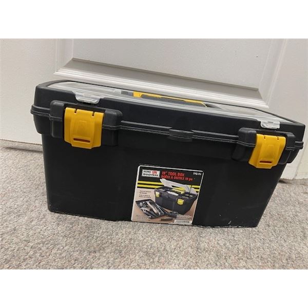 TOOL BOX WITH MISCELLANEOUS GUN CLEANING SUPPLIES