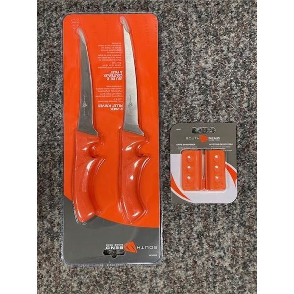 SOUTH BEND 6 & 7in FILLET KNIFE 2PK WITH SHARPENER