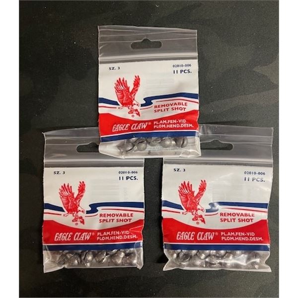3pks - EAGLE CLAW REMOVABLE SPLIT SHOT #3 11pk