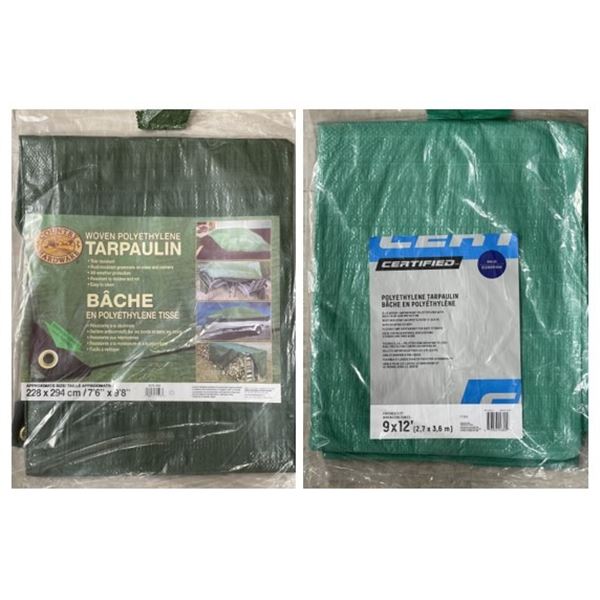 ASSORTED TARPS  - 7'6 x 9'8 & 9 x 12' - 1 EACH